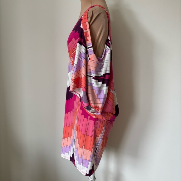 Trina Turk Catina Multicolor Cut Out Cold Shoulder Sleeve Low Back Dress Size S - Picture 3 of 11